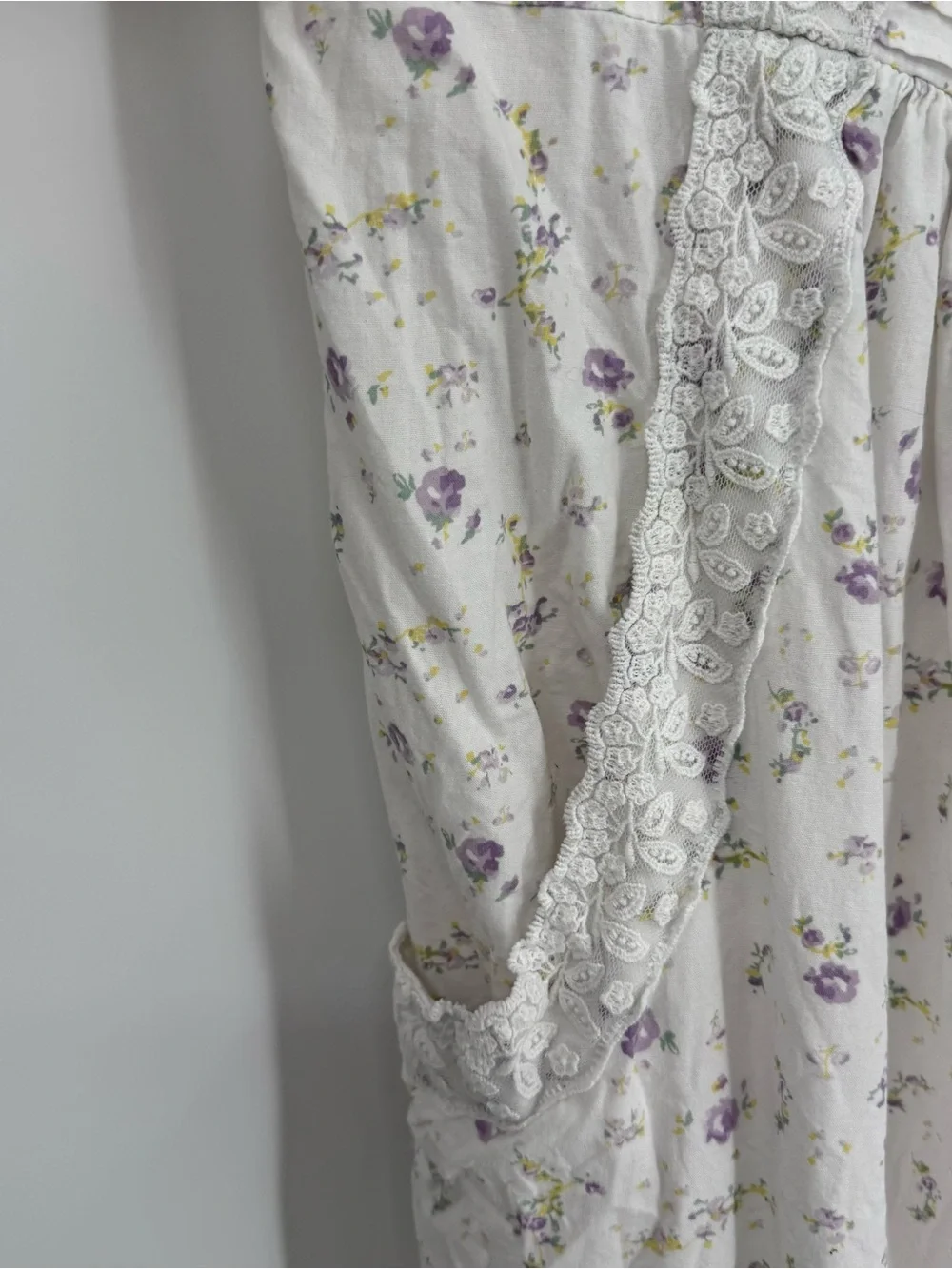 The 1 for U You Rosalind Long Cotton Robe /Gown Set Lilac Rose Lace Size XL/XXL